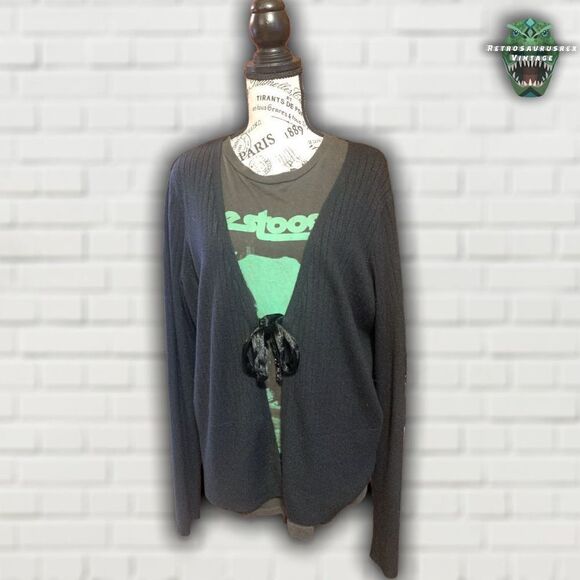 TORRID Vintage Y2K Velvet Tie Glitter Lightweight Ribbed Cardigan Layering Sweat - Picture 8 of 10